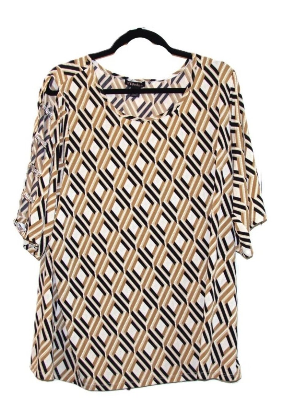 BY Design Womens Blouse 3X Cold Shoulder Diamonds Rhinestone Strappy Sleeve Top